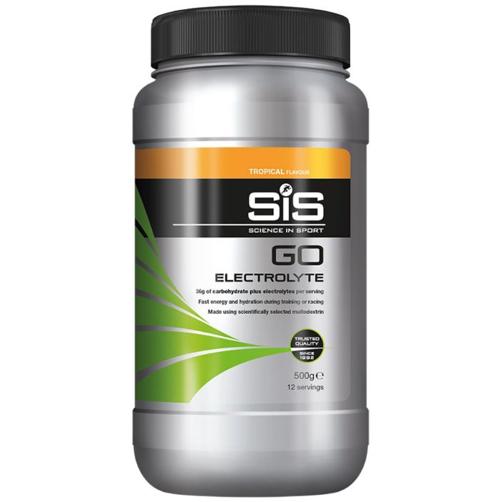 SIS Go Electrolyte Juomajauhe Tropical 500g SIS Go Electrolyte juomajauhepurkki 500g koossa. Tropical makuinen urheilujuoma,